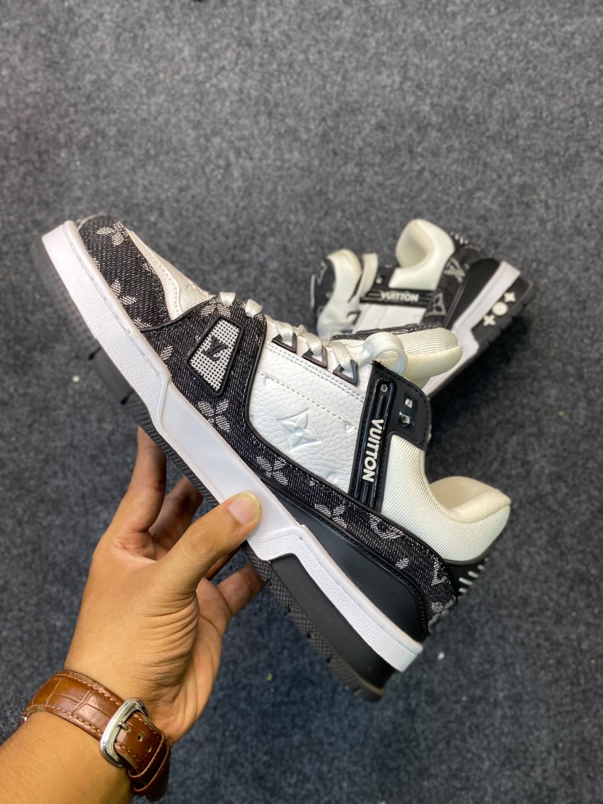 LV Monogram Denim White Black