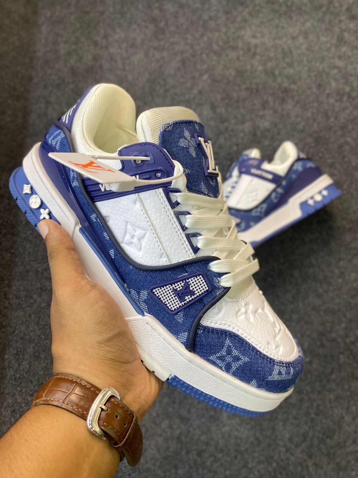 LV Monogram Denim White Blue.