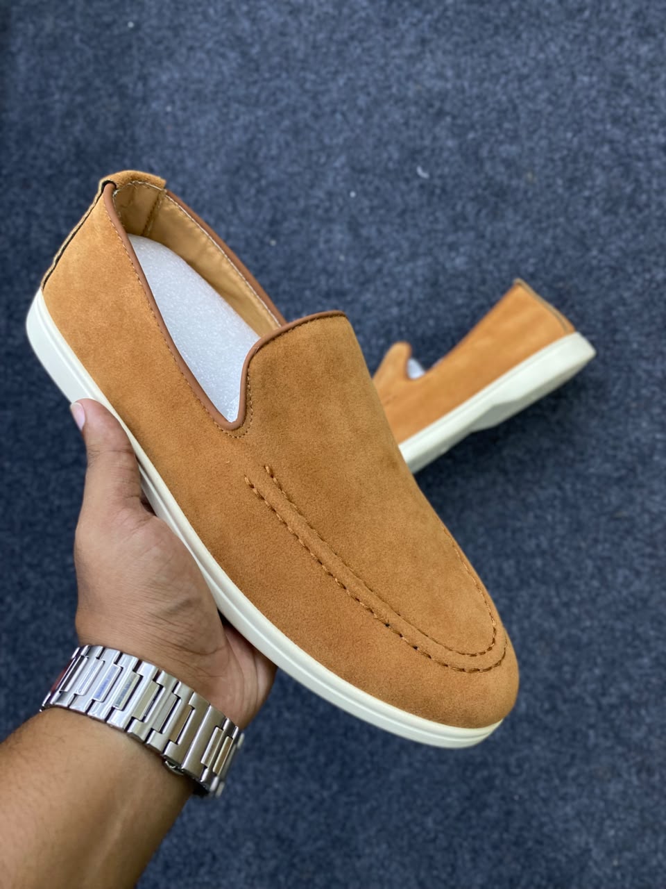 Tan suede slip-on loafer (Summer Walk)